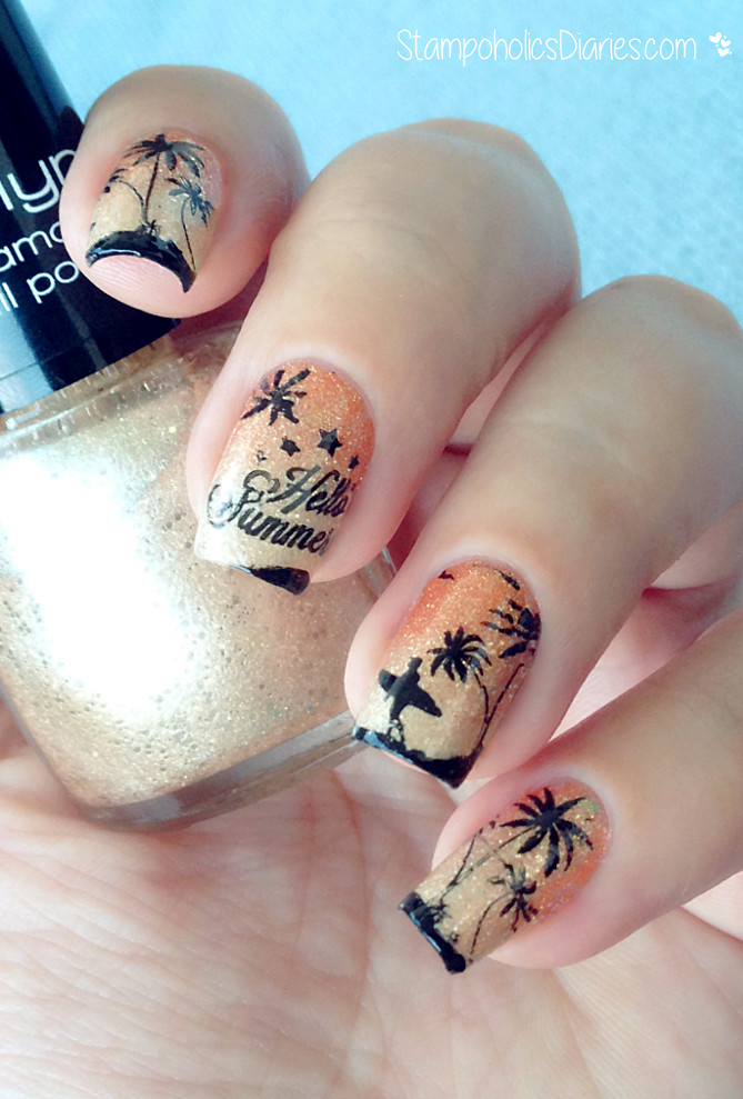 Pomysłowe paznokcie z palmami – ombre na lato